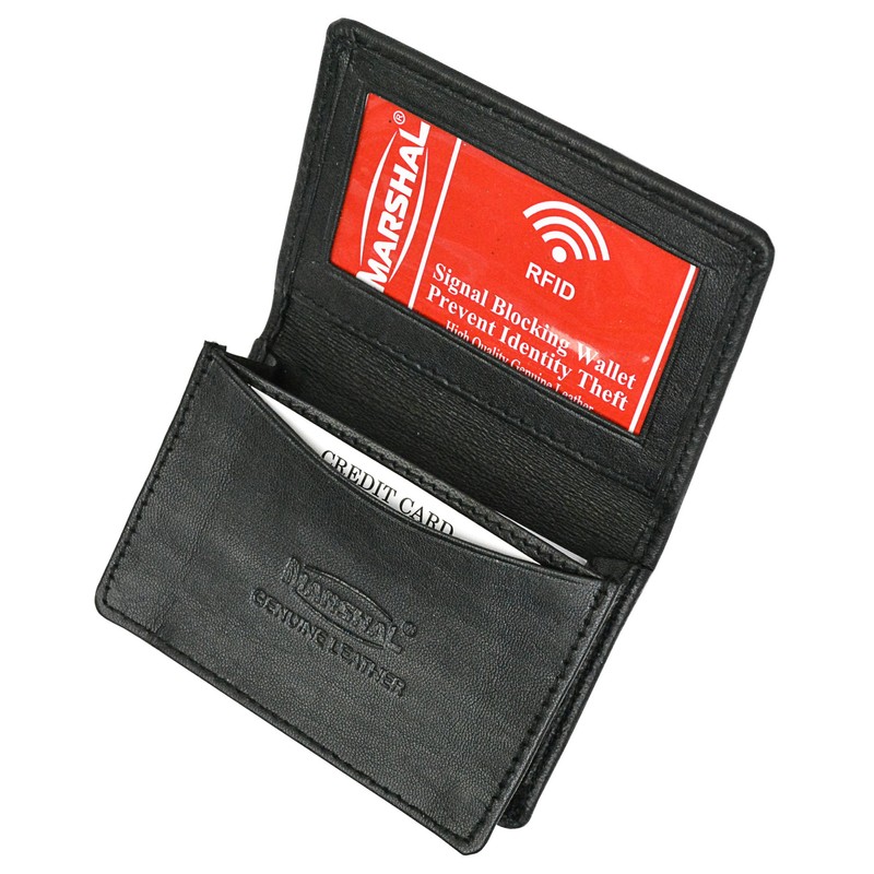 MARSHAL Marshal? RFID Blocking Mens Leather Expandable Business Card Case