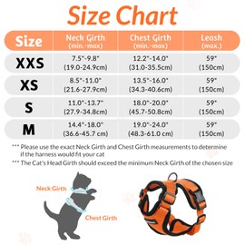 rabbitgoo Cat Harness and Lead Set, Escape Proof Kitten Harness with Leash, Metal Ring, Lightweight Soft, Reflective Adjustable Vest for Small Cat Walking Travel XS, Orange