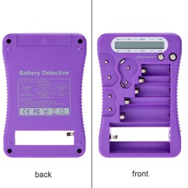 Battery Detective 12 Type Battery Tester with LCD Display, AAA Battery & Cloth, for Household Batteries AA AAA C D 9V CR2032 CR123A N/LR1 CR2 CR-V3 2CR5 CR-P2 1.5V/3V Button Cell Batteries (Purple)