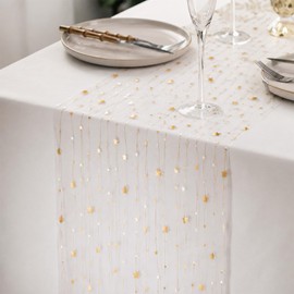 5M Gold Table Runner, Star Table Runners for Dining Table Decortations