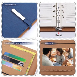 FOBOZONE Notebook A5 leather, refillable diary, student notebook, 200 thick pages, multifunctional office material