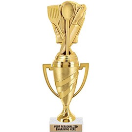 Crown Awards Cooking Trophy, 11" Gold Cup Chef Hat Cooking Trophies with Engraving Included, 1 Pack