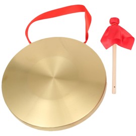 22cm/8.6inch Gong with Mallet Brass Copper Hand Gong Cymbals Portable Brass Tam Tam Gong Brass Traditional Chinese Percussion Instruments with Round Playing Hammer Orchestra Church Opera