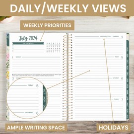 bloom daily planners 2024-2025 Academic Year Day Planner (July 2024 - July 2025) - 5.5” x 8.25” - Weekly/Monthly Agenda Organizer Book with Stickers & Bookmark - Garden Party, Beige