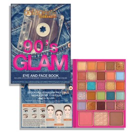 Bellapierre 90s Glam Face & Eye Book Palette | 25 Eyeshadow Shades with Blush, Bronzer, & Highlighter | Non-Toxic & Paraben Free | Vegan & Cruelty-Free