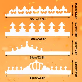 Affbei 60 Pieces White DIY Paper Crowns Blank Birthday Party Decoration Crowns Craft for Kids Princess Queen