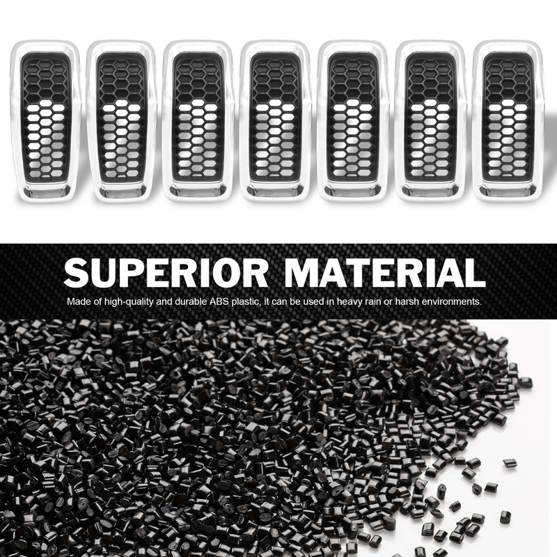 JINCHEN 7pcs Grill Mesh Inserts Fit for Jeep Cherokee 2014-2018,