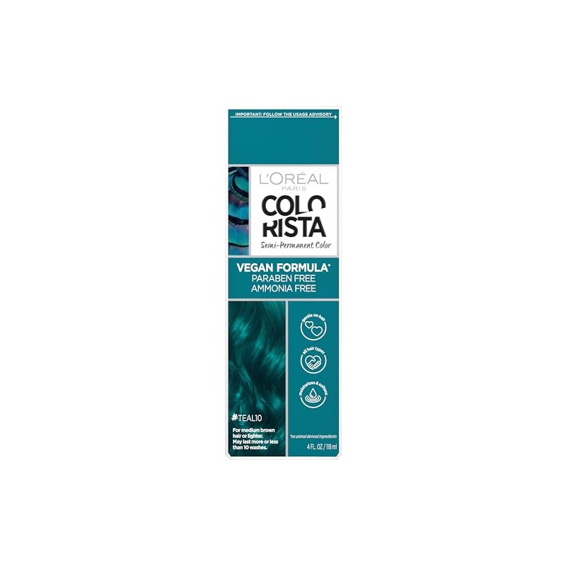 L'Oreal Paris Colorista Tinte de cabello semipermanente para morenas, verde
