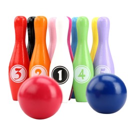 Chandini Mini Bowling Set Toys Wooden Numbers Educational Toys for Toddlers Indoor Colorful