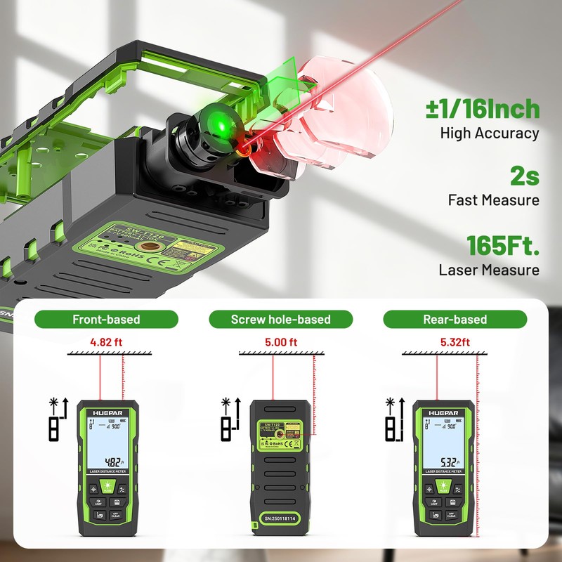 Laser Measuring Tool 3-in-1, Huepar 165 Ft Laser Measure & 33