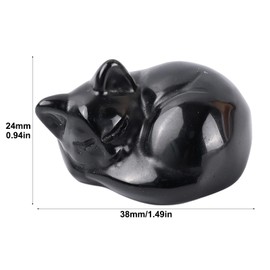 POHOVE ﻿ Black Obsidian Cat Ornament Black Cat Gifts for Ca-t Lovers Blac-k Ca-t Ornament for Home Office Desk Decor Crystal Gifts for Women Men Christmas. ﻿