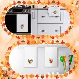 Geyoga 6 Pcs Fall Kitchen Towels Embroidery Floral Autumn Hand Dish Towels Farmhouse Flower Tea Washcloths for Fall Autumn Thanksgiving Day Bathroom Kitchen Home Decor