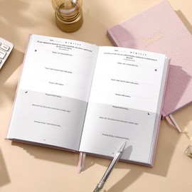 Colorage Gratitude Journal - The 6-Minute Diary, Daily Wellness Journal for Happiness, Undated weekly planners and organisers, Pink