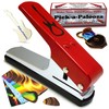 Pick-a-Palooza DIY Guitar Pick Punch - The Premium Guitar Pick Maker and a Leather Key Chain Pick Holder - Gift Pack - Red