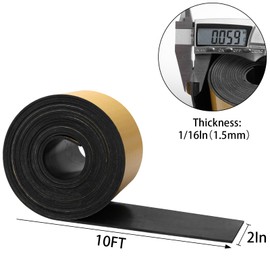 DGSL Neoprene Rubber Sheet Self Adhesive, 2" Wide x 1/16" Thick x 10' Long Solid Rubber Tape, Rolls & Strips for Crafts, Pads, Protection, Supports, Leveling, Anti-Vibration, Anti-Slip
