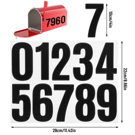 Ymapinc Number Decals, 4 Inch Self Adhesive House Address Numbers for Mailbox, 4 Sheets 0-9 Vinyl Waterproof Sticky Black Number Stickers for Trash Cans Door Outdoor Signs
