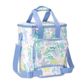 Swig Life Boxxi 24 Cooler Bag | Insulated Cooler Bag with Zipper, Large Travel Bags Holds 16-24 Cans, or 6 Wine Bottles, Insulated Grocery and Food Delivery Bag, or Beach Coolers (Sea Swirl)