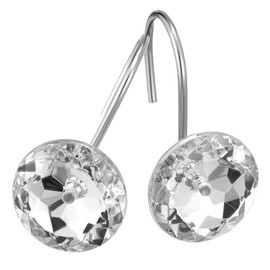 MitoVilla Silver Shower Curtain Hooks Rings, White Metal Shower Hooks for Shower Curtain Liner, Rust Proof Shower Rings for Curtain Accessories and Bathroom Shower Rod, 12 Pack Bathroom Set