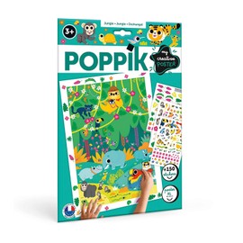 POPPIK 1841203 Sticker Poster, Jungle, Creative Poster with Removable Animal Stickers, Sticker Set for Crafts, for Children from 3 Years, 46 x 68 cm