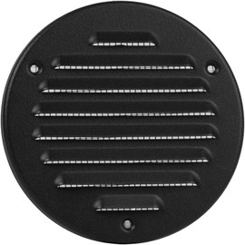 HVAC OV 4 Inch (Inner) Pack of 5 Black Stainless Steel Round Soffit Air Vent Cover, Register Vent Deflector, HVAC Louvered Grille with Mesh Screen, Bathroom Home Office Kitchen - 5 Inch (Outer)