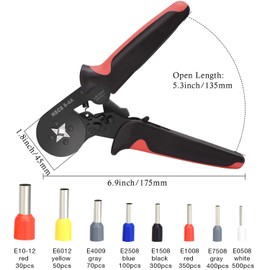 Ferrule Crimping Tools Wire Pliers - 1800 PCS Wire Ferrules with Crimpers Pliers Kit for Electricians, Adjustable Ratchet Tools with Terminals Connectors AWG 28-7, 0.08-10mm²
