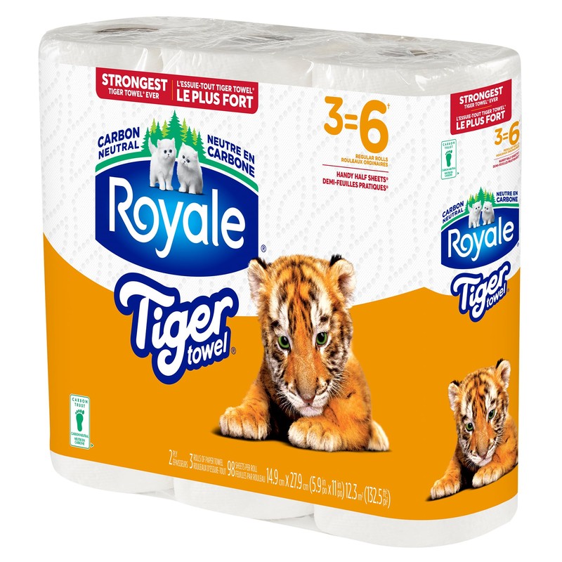 Royale Tiger Strong Paper Towel, 3 Double Equal 6 Rolls,