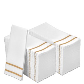 Fete - Toallas de mano decorativas con diseño dorado, 200 toallas desechables para invitados, cena formal, aniversario, servilletas de boda para mesas y baños, 22 x 10 cm (plegadas)