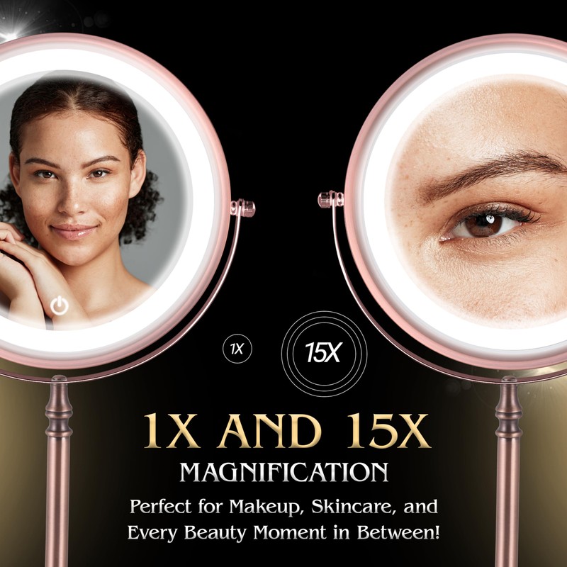 MIRRORVANA Lighted Make Up Mirror with 15X Magnification - 15X