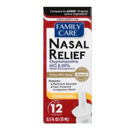 Family Care Lot of 1 Nasal Relief 12 Hour Pump Mist Spray Oxymetazoline Decongestant 0.5 oz