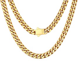 PROSTEEL Chunky Gold Necklace for Women, Hip Hop Miami Cuban Link Chain,14K Gold Cuban Chocker for Women, Trendy Fashion Jewelry 5mm & 20 inch