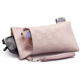 Face Shadow Double Glasses Case Soft Sunglasses Case Squeeze Top with Cleaning Cloth Spectacles Pouch Ultra Light and Portable for Women Men