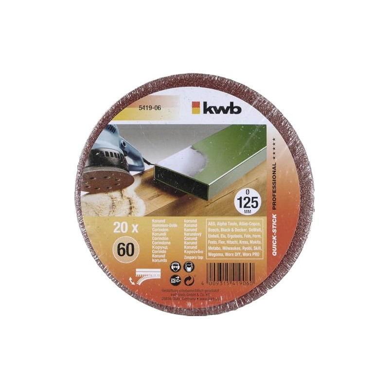 KWB Quick Self Stick Sanding Pads, Wood and Metal 125