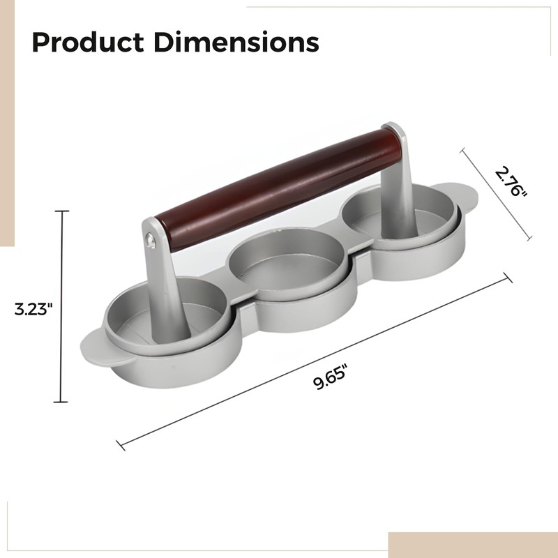 Varku Slider Burger Press Patty Maker with 3 Slots, Red