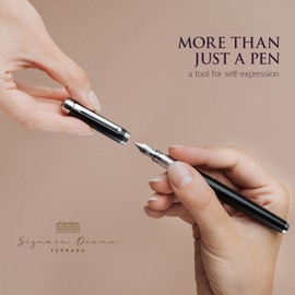 Signora Diana Chrome Fountain Pen For Writing - Smooth Fine Nib - Elegant Gift Box - Luxury Pen For Calligraphy & Journaling – Includes Converter, 3 Ink Cartridges - Signature Collection