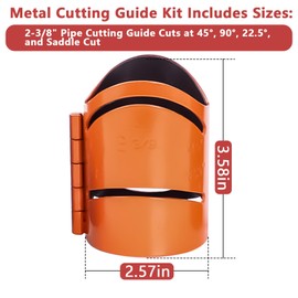 Sthovd Metal Cutting Guide Kit 2-3/8” Cuts at 45°, 90°, 22.5°, and saddle cut Metal Pipe Cutting Guide 1P