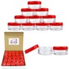 (Quantity: 50 Pieces) Beauticom 5G/5ML Round Clear Jars with RED