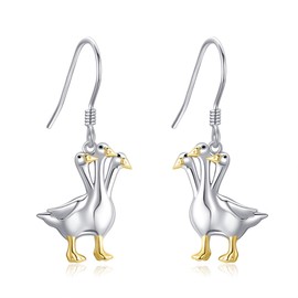 Goose Earrings Sterling Silver Cute Goose Dangle Earrings Funny Earrings Jewelry Gifts for Women