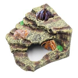 Oooct Hermit Crab Hideout, Resin Simulation Stone Reptile Cave Hideout, Hermit Crab Climbing Toys, Terrarium Habitat Decor for Lizard Spider Aquarium Fish Gecko Bearded Dragon