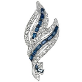 Rhinestone Brooch Silver Crystal Brooches - Floral Bouquet Corsage Pin Suit Cardigan Scarf Tie Broach Wedding Bridal Jewelry Lapel Badge Pins for Women UB2052