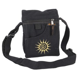 GURU SHOP Small Shoulder Bag, Passport Bag, Black, Unisex, Adult, Cotton, 20 x 16 x 8 cm, black, Unit size