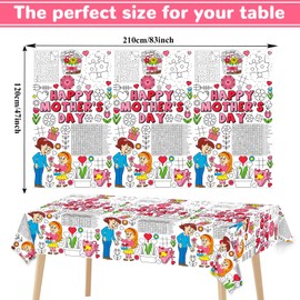 Qyeahkj Giant Paper Coloring Tablecloth for Kids Large Mothers Day Coloring Poster Table Cover Table Cloths for Classroom Birthday Activity Decoration Favor