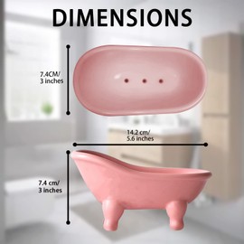 1 Piece 5.6" Ceramic Mini Bathtub Soap Dish Bathroom Jewellery Organiser Vintage Decortative Bathroom Soap Dish（Red）