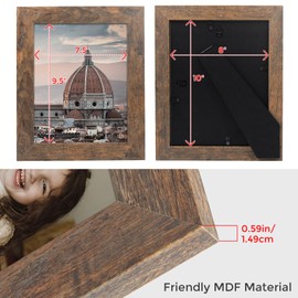 Frametory, 8x10 Photo Frame Set - Brown Distressed Grain Style - Frames for 8x10 Picture or Photo - Wide Moulding Design with Real Glass - Wall or Tabletop Display (4 Pack)