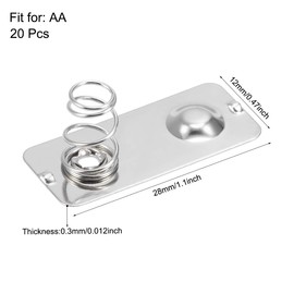 uxcell 20 Pcs AA Battery Positive to Negative Conversion Spring Contact Nickeling Plate 28mmx12mm