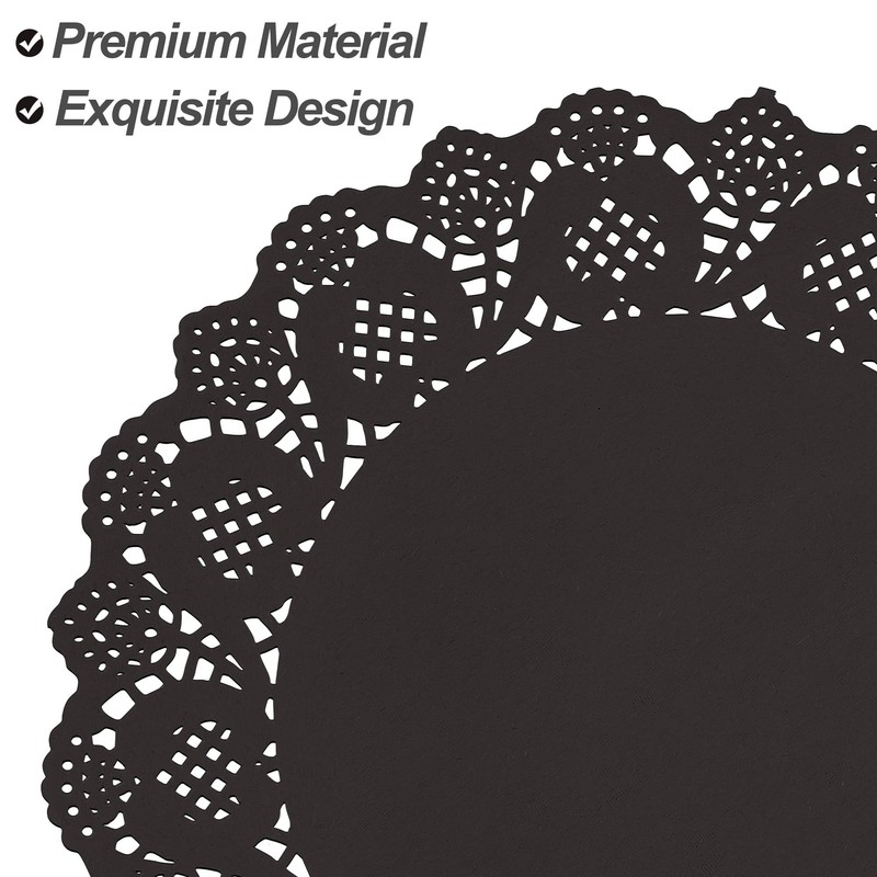 MCEAST 100 Pack Round Black Paper Doilies 13.5 Inches Lace