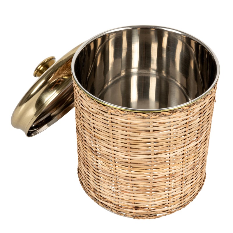 Creative Co-Op Rattan Wrapped Stainless Steel Canisters, Set of 4,