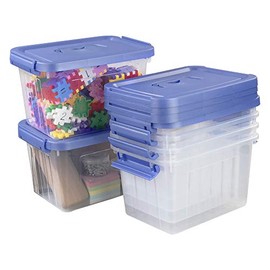 Utiao Clear Plastic Bin with Lid, 6 Quart Latching Box with Handle, 6 Packs