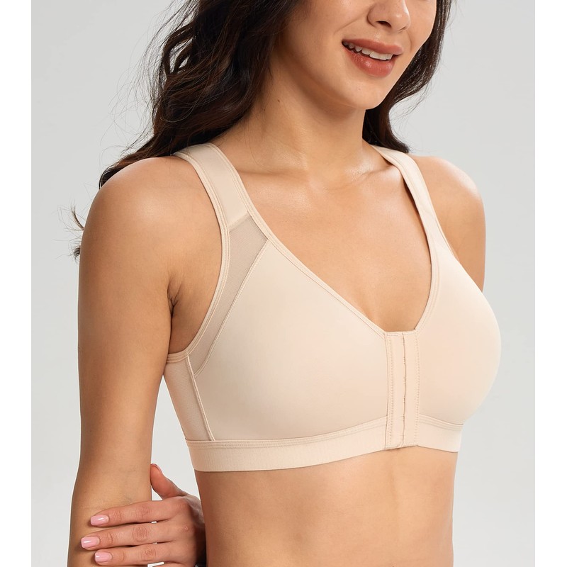 Lemorosy Front Closure Full Coverage Posture Bra Wireless Back Support