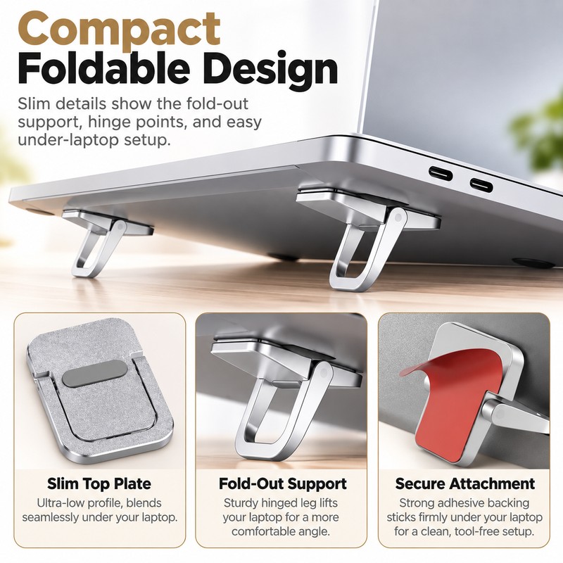 Mini Laptop Stand for Desk – 2-Piece Aluminum Alloy &
