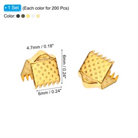 PATIKIL 6mm Ribbon Ends Crimp Clamp, 1000pcs Pinch Crimp End Bracelet Bookmark Cord Ends Fasteners Clasp for Leather DIY Craft Jewelry Making, Iron 5 Color